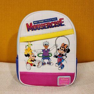 Loungefly Disney Mousercise Retro Workout Mickey Minnie Donald Mini Backpack NEW